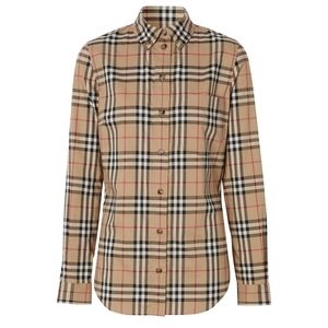 Authentic Burberry plaid button down shirt